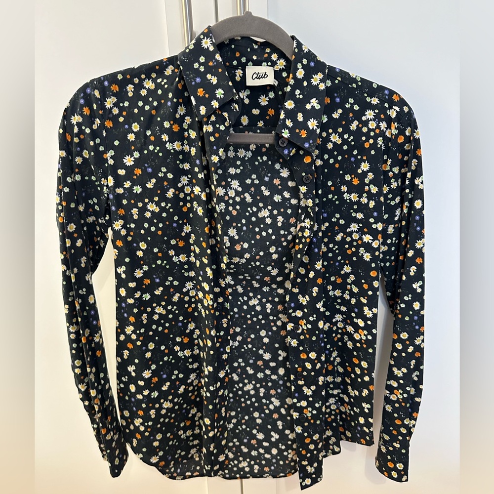 Beymen Club daisy button down shirt 100% cotton poplin color black size small